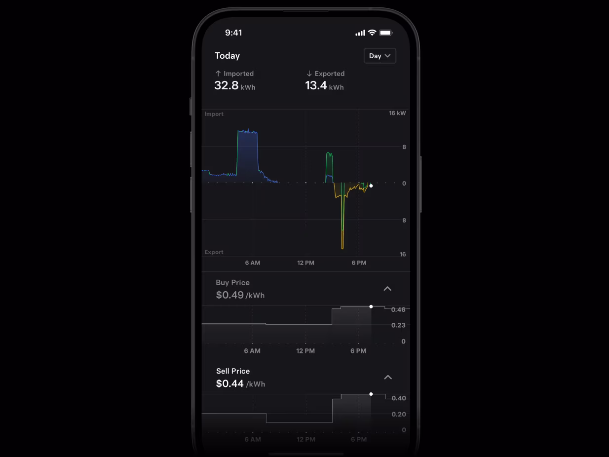 Powerwall mobil uygulama ekranı